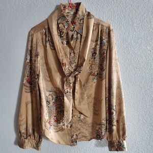 Vintage Stewert Lang ladies Button Down Blouse With Tie